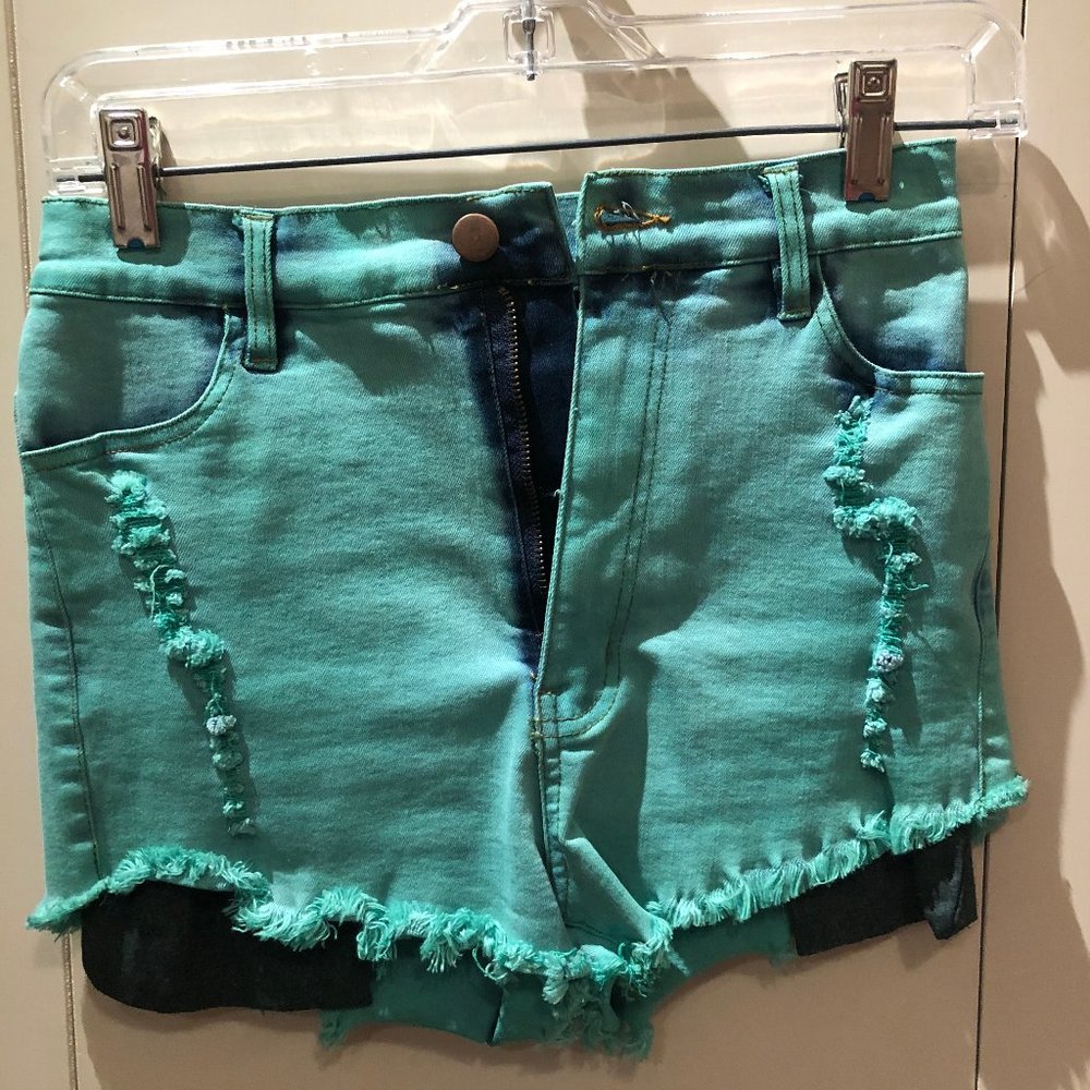 Bright Green Distressed Cutoff Shorts